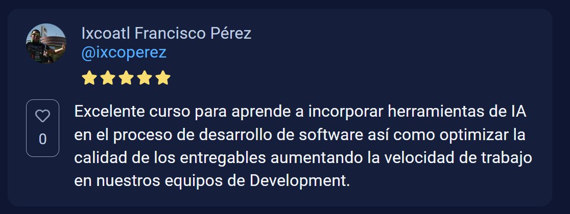 Herramientas de IA para developers: 
- Visual Studio Code
- GitHub Copilot
- Amazon CodeWhisperer
- Microsoft Intellicode

El curso para aprenderlas: platzi.com/cursos/ia-devs…