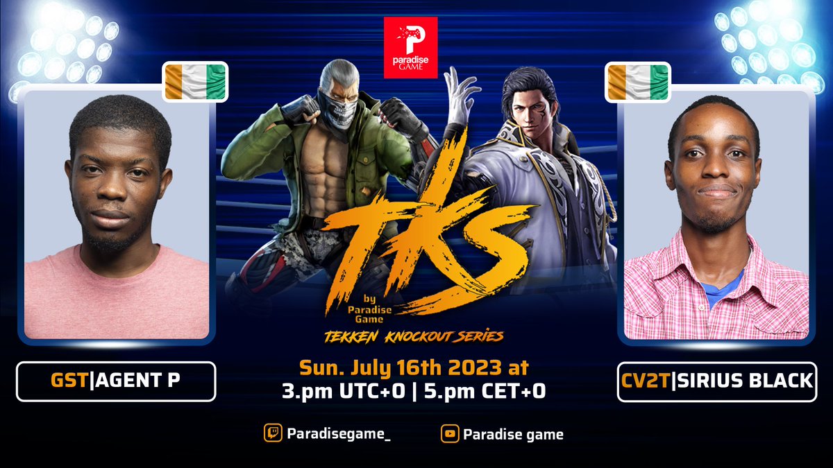 ParadiseGame_'s tweet photo. #TekkenKnockoutSeries 🎮
Retrouvez ce dimanche 16 Juillet à partir de 15h GMT dans le  #TKS🔥
@boyouarnaud 🇨🇮 vs @brucesirus 🇨🇮
@balgief78 🇨🇮 vs @belbit 🇨🇮
🔗🎥👇🏾:
🟣https://t.co/pCqaBwujQd
🔴https://t.co/7zOGUZi3EL
#Tekken7 #Gaming https://t.co/CDTJI7K7yg