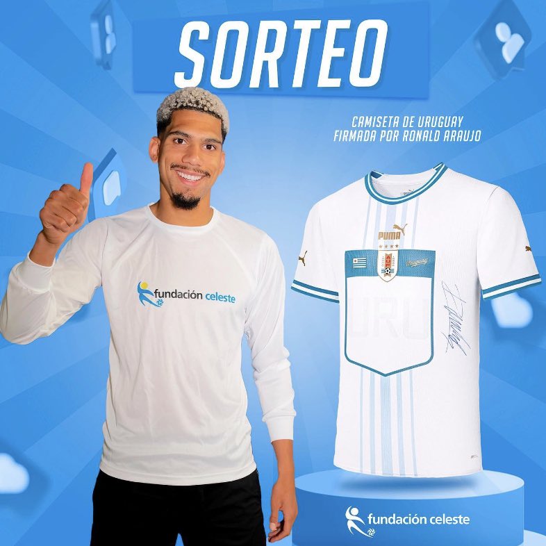 👕 ¿Te gustaría tener la camiseta de Uruguay firmada por <a href="/RonaldAraujo_4/">Ronald Araujo</a> ?

Seguinos en instagram y descubrí los pasos a seguir: 
instagram.com/p/Cup4WuZMEUY