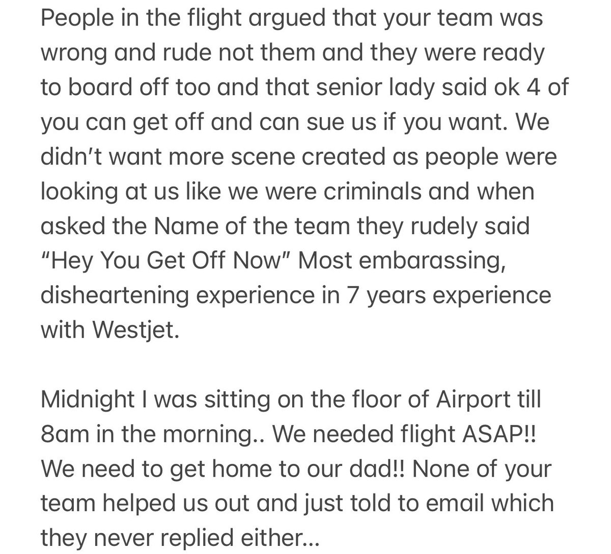 Abhijot13Singh's tweet photo. @onexcanada  @WestJet @AHoensbroech Your team didn’t help at all still struggling to get back to home, “ Without Any Fault”. Your team tell us to Sue you guys? Like this code of conduct? WOW! #racism flight Team last night need to be fired! We need justice! https://t.co/KqvmXqdEgF