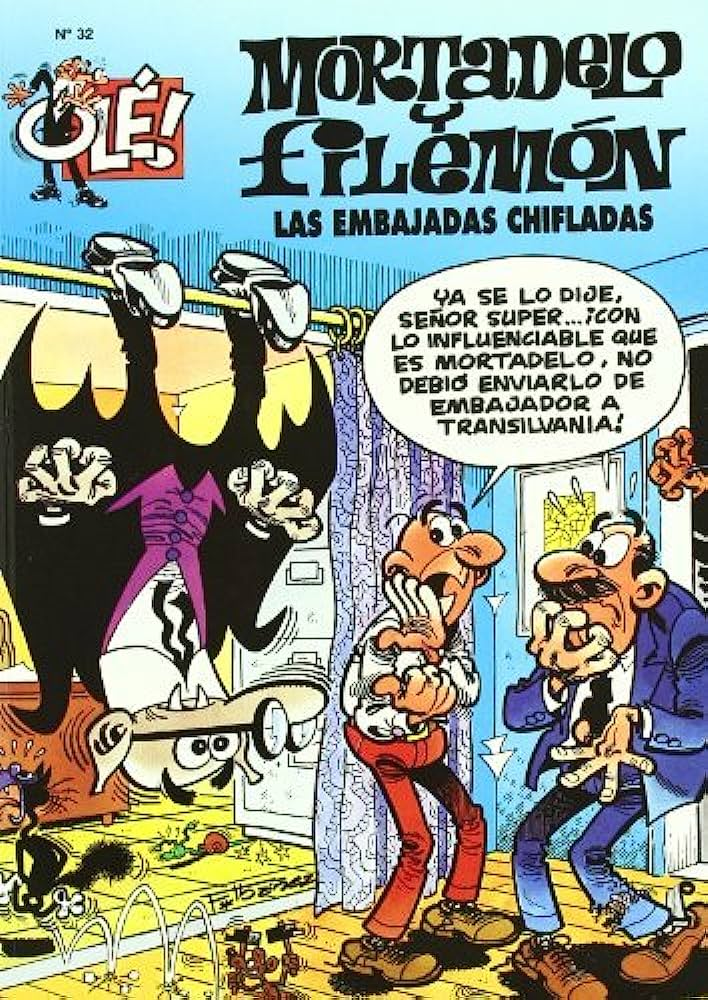 No dejó palo sin tocar... a los #diplomáticos también nos dibujó Ibáñez varias veces. Aquí la divertida portada de 'Las embajadas chifladas' de Mortadelo y Filemón. D.E.P.