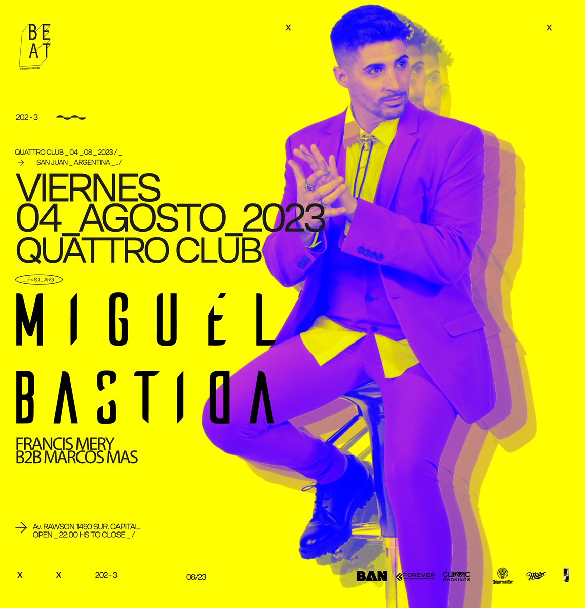 ⚠️VIERNES 4 DE AGOSTO⚠️

———————————

𝙈𝙄𝙂𝙐𝙀𝙇 𝘽𝘼𝙎𝙏𝙄𝘿𝘼

𝙁𝙧𝙖𝙣𝙘𝙞𝙨 𝙈𝙚𝙧𝙮 𝘽2𝘽 𝙈𝙖𝙧𝙘𝙤𝙨 𝙈𝙖́𝙨 

———————————

📍Quattro Club

Pronto +info