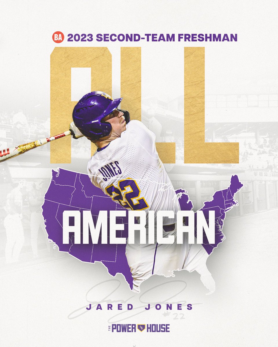 LSUbaseball's tweet photo. All-American Bear 🇺🇸

📄 https://t.co/JBDYCF3aLS | @bearjones_3 https://t.co/iwRiYBbhe4