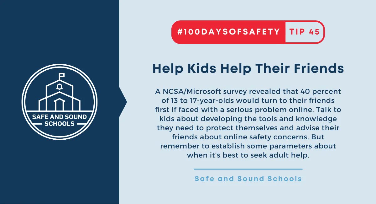 Did you know that 40 percent of 13 to 17-year-olds would turn to their friends first if faced with a serious problem online? #100DaysOfSafety #CyberSafety