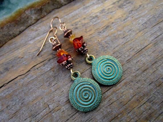 Spiral Patina Mixed Metal tinyurl.com/277ftudy via @EtsySocial #longhairaccessories #EtsyHandmade #MixedMetalEarrings #FestivalEarri