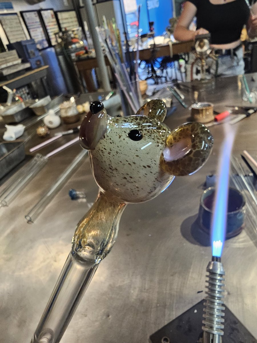Took an 8 hour class today on flameworking hollow forms! We made teddy bears. Most of my work up to now has been solid glass, so this is a really big milestone for me! Fiamma Glass is my happy place. #flamework #lampwork #boro <a href="/FiammaGlass/">Fiamma </a>