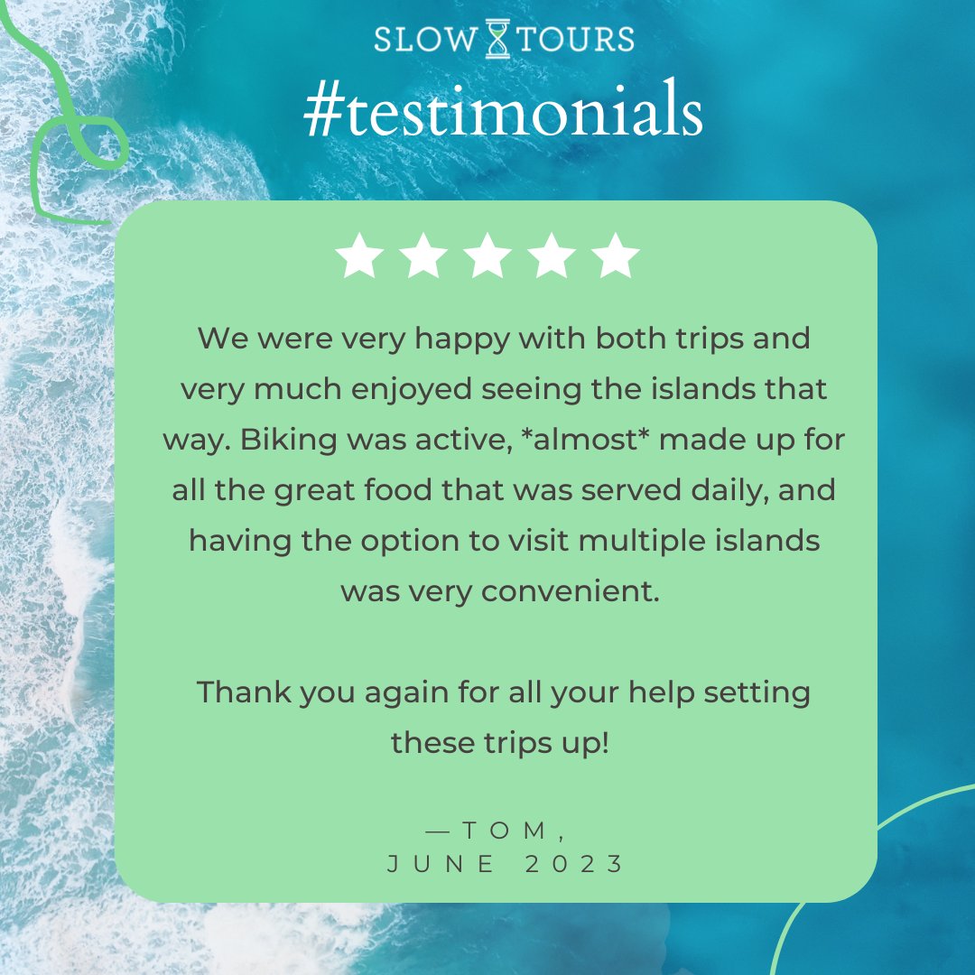 A recent #testimonial !

Our client travelled aboard 2 trips through Greece and Croatia! 
Biking and Islandhopping is the perfect way to explore a region!

See our boat tours here: conta.cc/43l3sc4
#testimonial #europe #greece #croatia #travel