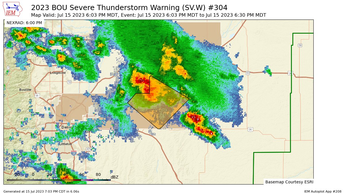 BOU issues Severe Thunderstorm Warning [tornado: POSSIBLE, wind: 60 MPH (RADAR INDICATED), hail: 1.00 IN (RADAR INDICATED)] for Adams, Morgan [CO] till 6:30 PM MDT https://t.co/qnarEG658b https://t.co/rdVvA3Gnwf