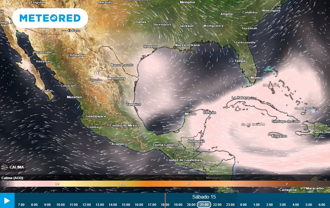 InfoMeteoro's tweet photo. 🌎💨Polvo del #Sahara continúa en estados Golfo de México, manteniéndose próximos 3-5 días lo que favorece lluvias aisladas, concentrándose la humedad al occidente.

❇️🌧️Conforme transcurra la nueva semana, el polvo se irá retirando, regresando fuertes lluvias en el centro-sur. https://t.co/R2aZIZ2hdK