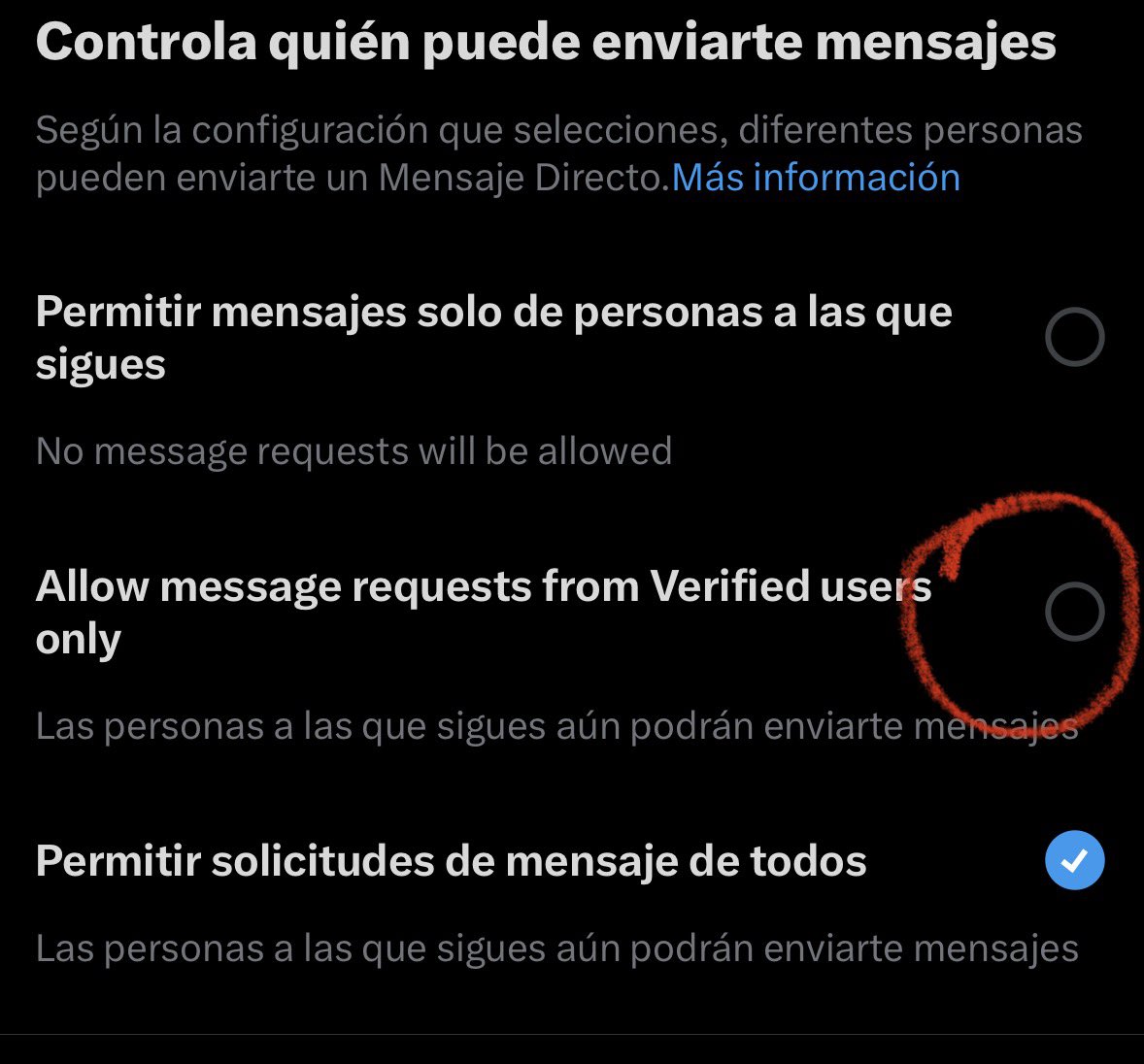 ⚠️ ¡Ojo! En un nuevo intento a la desesperada de Twitter por rascar dinero, se han inventado una nueva opción para “Recibir solo DMs de usuarios de pago”.

Lo peor es que nos han puesto a todos los usuarios esta opción, sin respetar la que tuviésemos ya marcada. ¡Cambiadla! 🤦‍♂️
