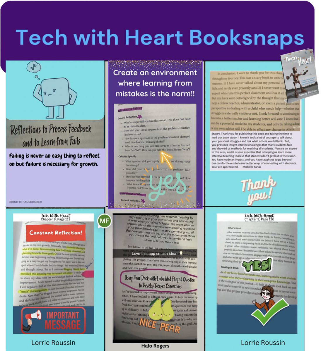 buddyxo's tweet image. And here are a handful of #booksnaps from the closing chapters of #TechWithHeart 

#reflection #mistakes #metacognition #teachertwitter #bookstudy #gratitude @NISDAcadTech
