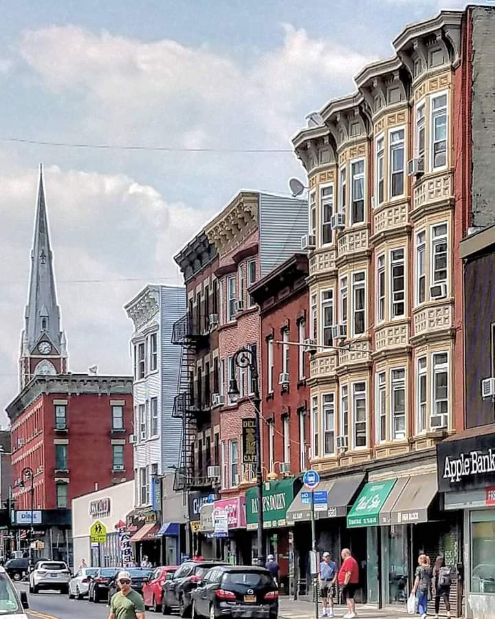 Rochdalian's tweet image. Buildings and a church steeple in #Greenpoint, #Brooklyn.