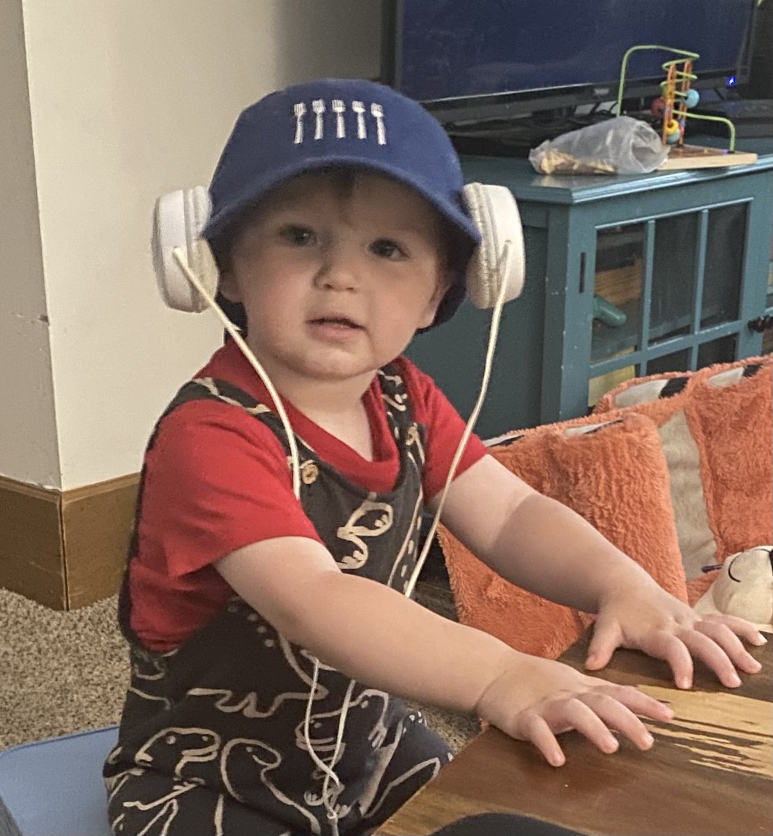 thejonny's tweet photo. Turned away for two seconds and my almost two year old became a @doughboyspod listener.  
@nickwiger @BDayBoysMitch https://t.co/a13YYbP75Q