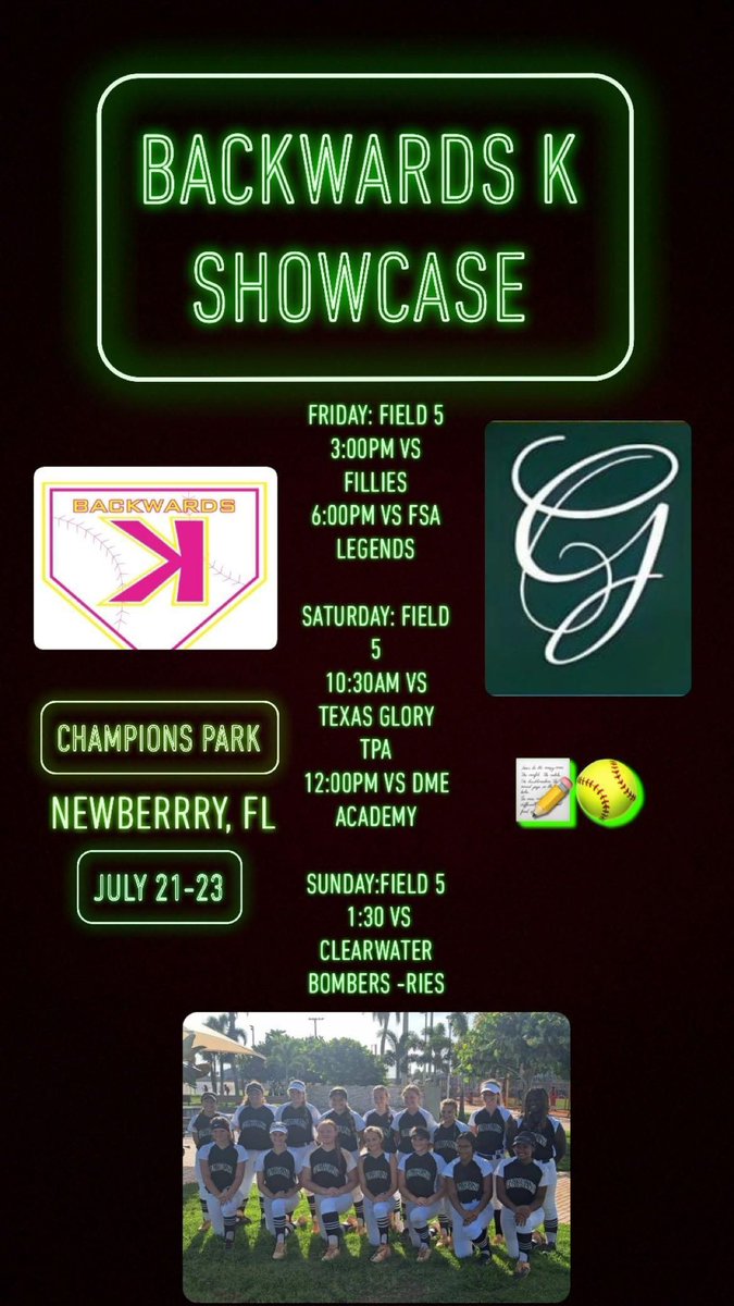 Guardians18u's tweet photo. Schedule this weekend!!!!💚🖤🥎 @fsuguardian @BackwardsKJax https://t.co/gUhDstAxe0