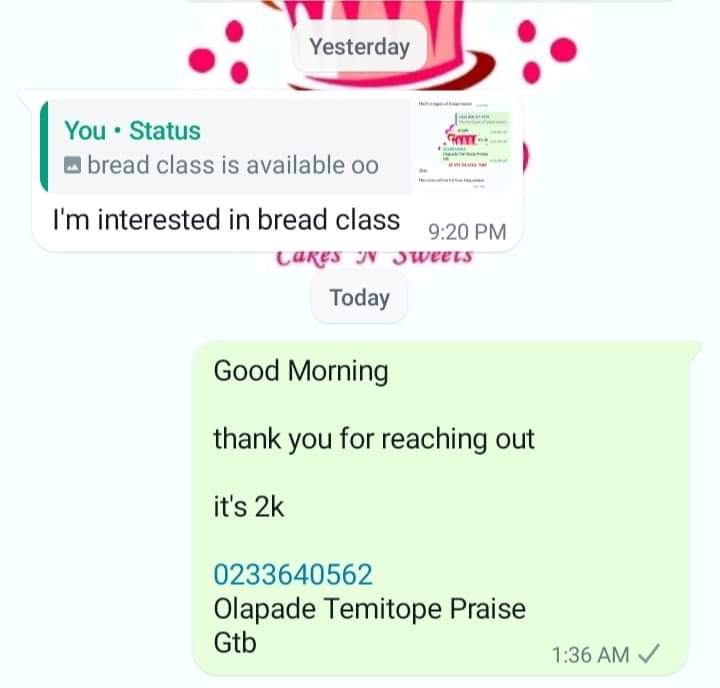 CakesNifty's tweet photo. Bread class is 2k. You will learning how to make buttered, sardine, coconut, chocolate and fruit bread, all for #2000 only. 

You will also be learning banana bread as bonus.

Whatsapp: 08162954873 to register.

#niftyCakesnsweets #ibadanbaker #cuppy #SnapChat #Odumodu https://t.co/UBdrehvZdU