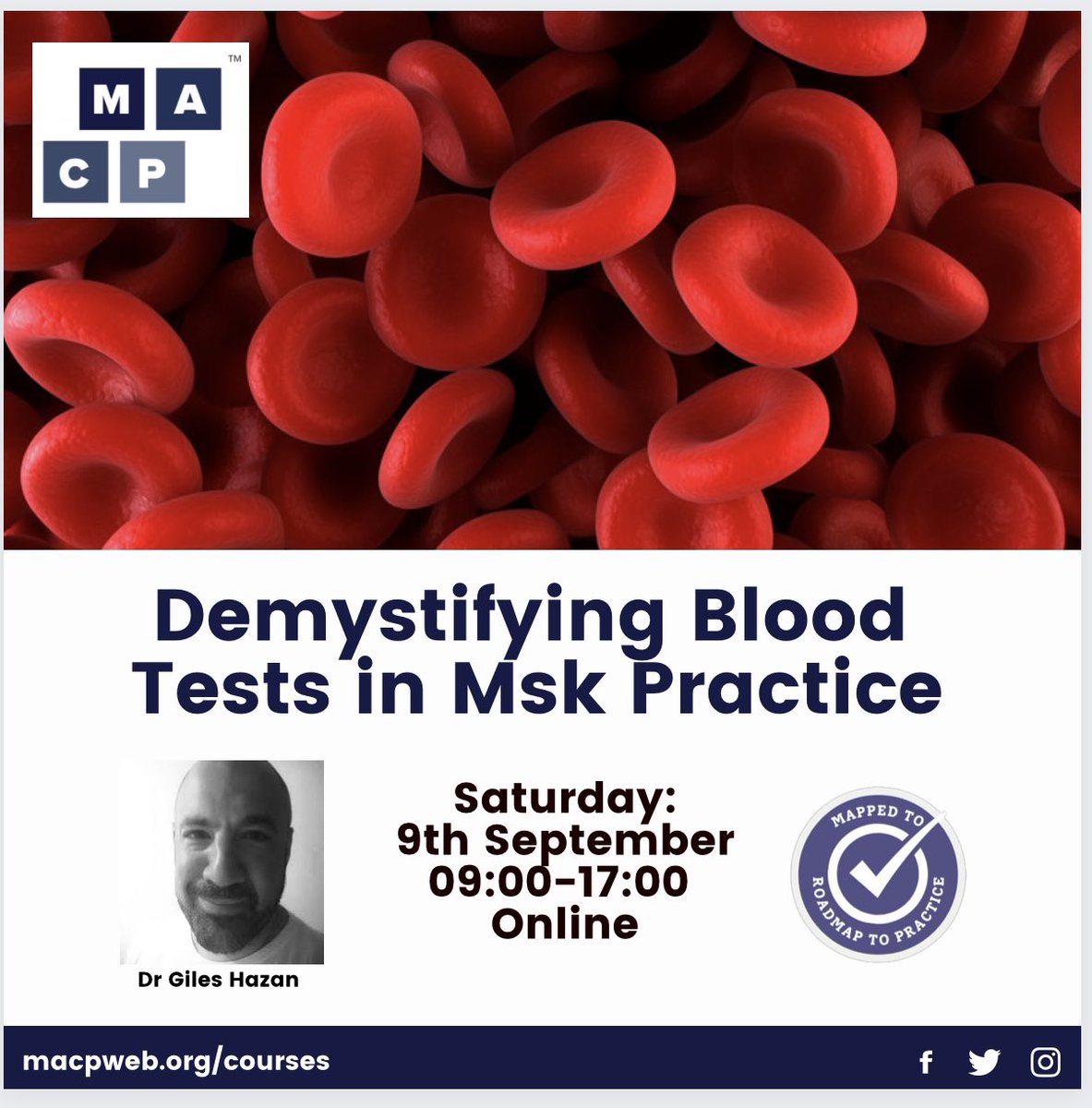 PhysioMACP's tweet photo. Are you mystified by myeloma screens, annoyed by ANA or exasperated by when to do an ESR?

Want to learn more? Join us on 9th of September for this amazing course.  

Book your seats now- https://t.co/zPLoCarlHY https://t.co/BUnkBcufoL