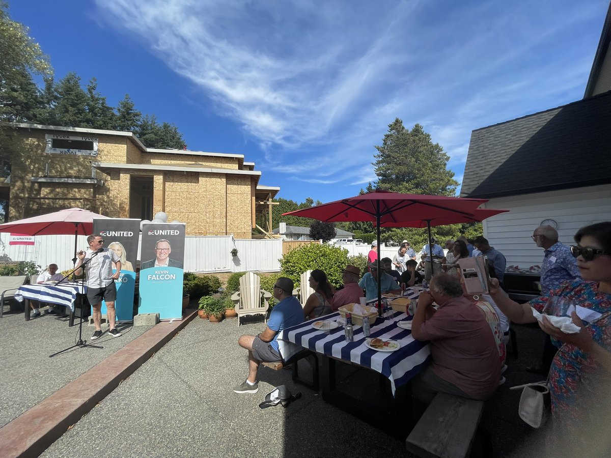 KevinFalcon's tweet photo. Had an amazing time attending Surrey South's Summer BBQ with @elenoresturko and @TrevHal!

It was great connecting with our incredible BC United supporters and sharing my vision for a stronger, brighter British Columbia. #BCUnited https://t.co/0Pr5GBKK6d
