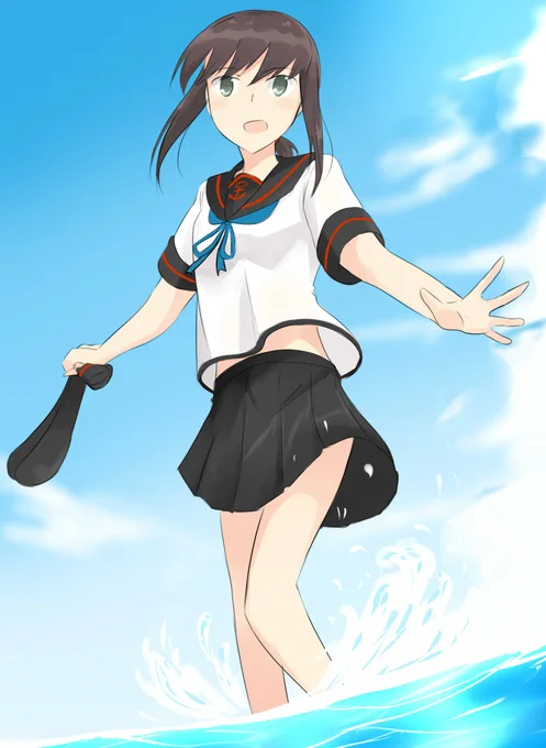 今日も暑くなるので海で遊ぶ吹雪ちゃんです! #艦これ