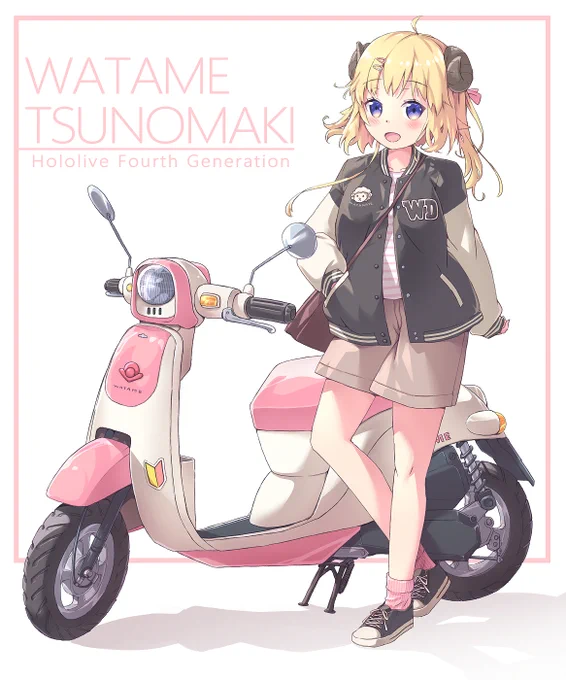 スタジャンわためぇ完成です わためぇはやっぱりピンク色が似合うね #つのまきあーと #角巻わため