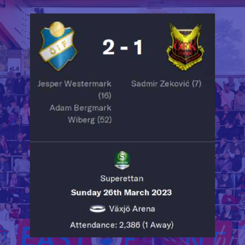 March 26th 2023

Superatten Match Day 1

A high-intensity showdown to start the season, we certainly weren't at our best, but a wonderful strike from Adam Bergmark Widberg was enough to secure the points. With some nice combinations at times, there are already positive signs.