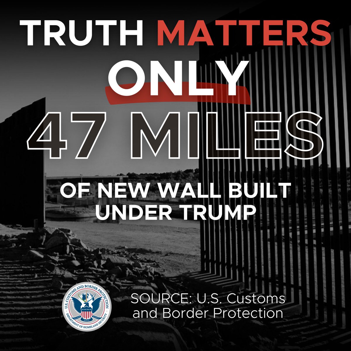 Donald, I know it hurts to hear the truth. But you only built 47 miles of new wall, & Mexico didn’t pay for any of it. Not one damn peso. At this rate, it would take you nearly 110 years to completely finish the wall. You fail, you lie. Rinse & repeat.