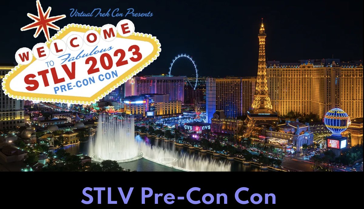 VirtualTrekCon's tweet photo. STLV 2023 Pre-Con Con starts today!
Full schedule at https://t.co/ziuK4HZCyK

Or see the full schedule with links below: 

🧵🧵🧵 https://t.co/hfRVLyiv68