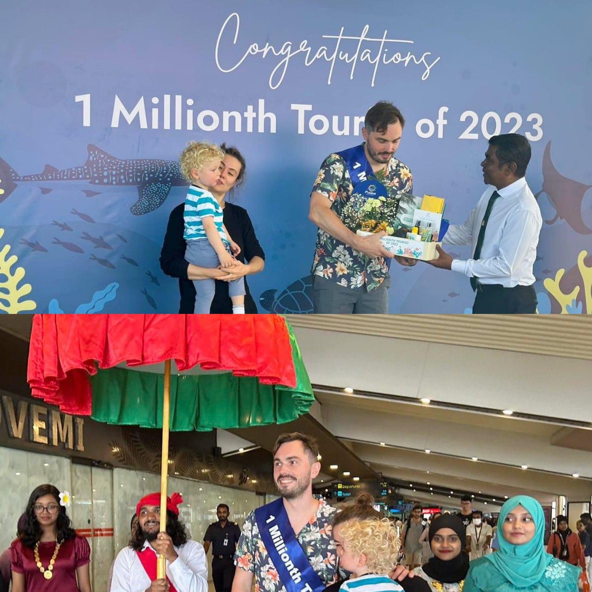 Welcome to the Maldives Mr. Anton Pavlov, the 1 millionth tourist of 2023. We hope you have a wonderful time in the Sunny Side of Life! 

#WorldsLeadingDestination2022 #Maldives #VisitMaldives #SunnySideOfLife