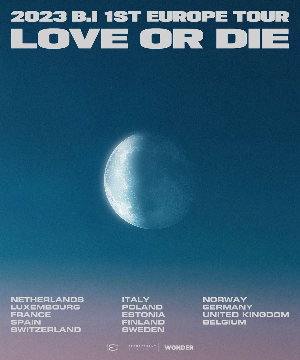 BI_131official's tweet image. 2023 B.I 1ST EUROPE TOUR
[LOVE OR DIE]

See you soon Europe!

More information to be announced shortly.

관련 상세한 정보는 추가 안내 예정입니다. 감사합니다.

#BI #비아이 #131LABEL