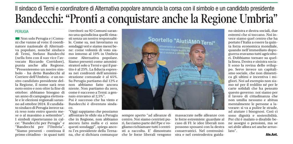 marcoregni's tweet photo. #Bandecchi pronto alle elezioni comunali e regionali #Umbria.
Parte dal 12% a Perugia.
 Oggi un articolo @CorriereUmbria con dati primi sondaggi. Non dice istituto ma indagando un po' è sondaggio solo #cawi by @SBidimedia https://t.co/ZvupOapVXq