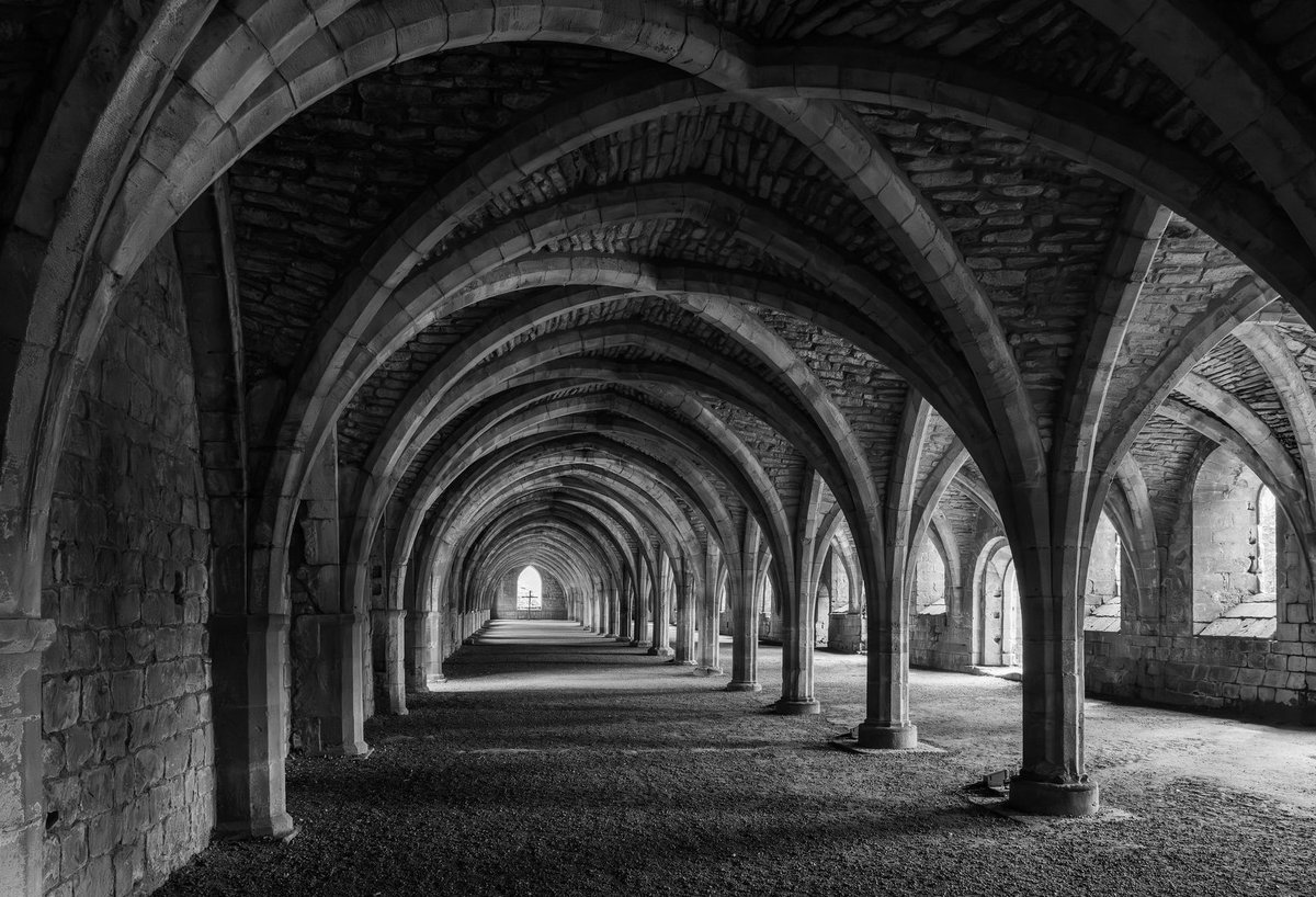 markwadd's tweet photo. Fountains Abbey, North Yorkshire. Always wonderful. 
@nationaltrust #blackandwhite #architecture #photography https://t.co/Gbv5UxlI39