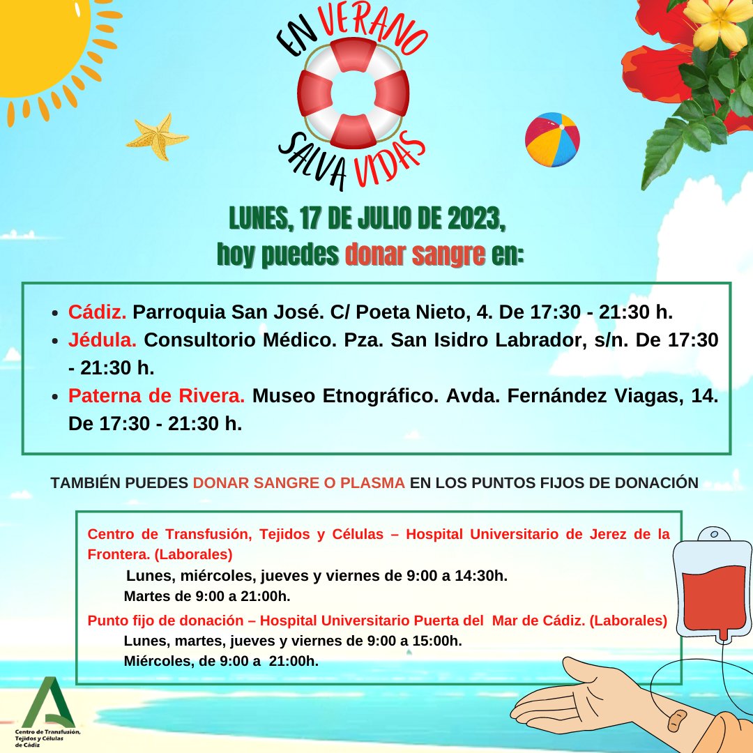 DonaSangreCadiz's tweet photo. Lunes17 . Hoy puedes #DonarSangre en la provincia de Cádiz en las siguientes localidades: #Cádiz #Jerez #jerezdelafrontera #jedula o en #PaternadeRivera  .
Muchas gracias. Compártelo.
Infórmate: https://t.co/wTOnjprSR1 https://t.co/AzS0ENiEDP