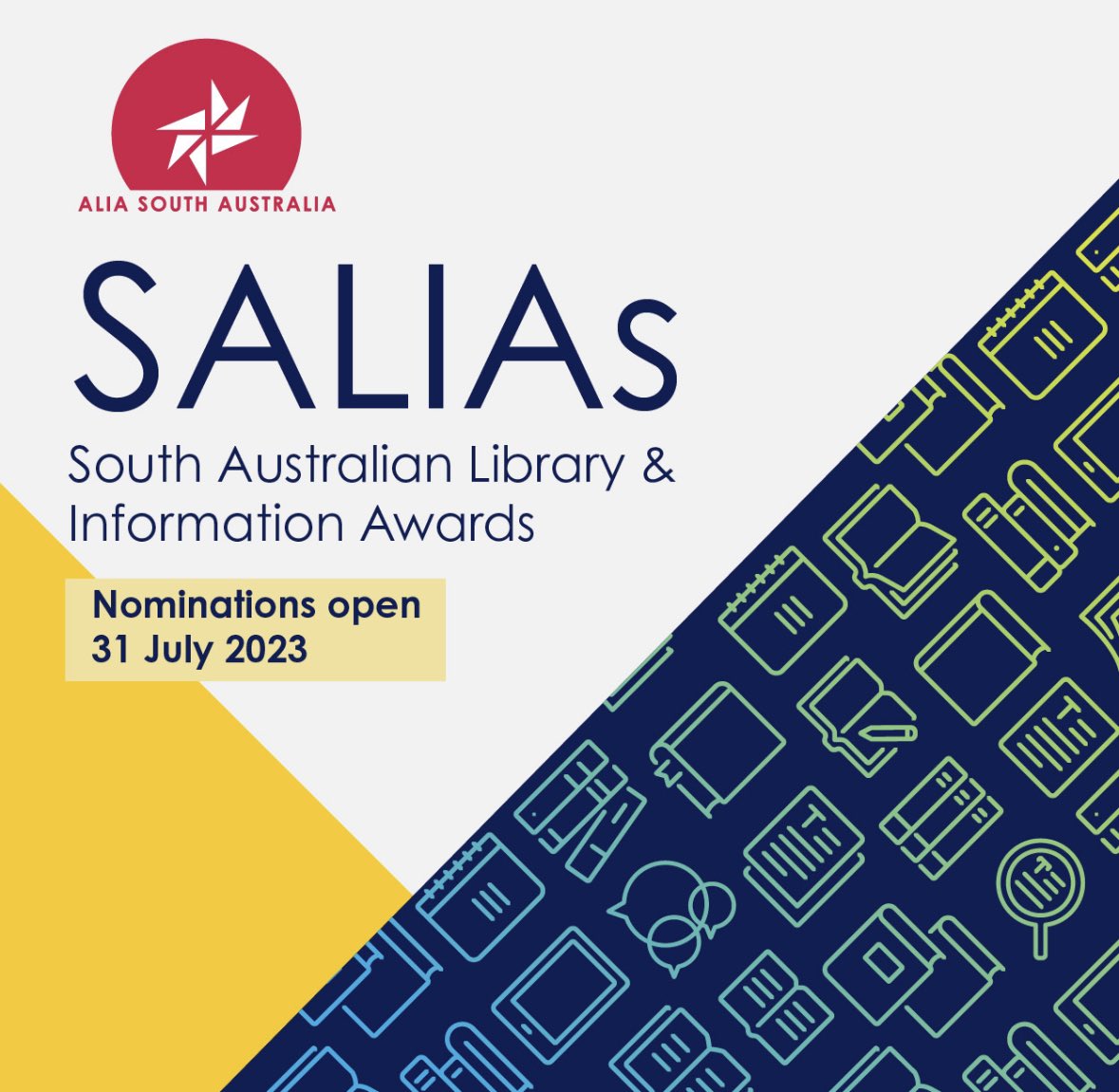 Nominations for the @ALIASA_Group SALIAs open in 2 weeks! Support the award by attending the fundraising quiz night. Bookings: alia.org.au/EventDetail?Ev…