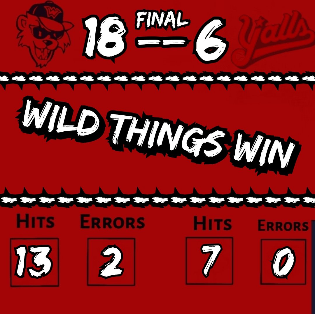 That's a dominant WILD THINGS WIN 

@WashWildThings at @florence_yalls

#wemakeforeverfans #wildthingswin #wildthings #wildthingsanalyzed #frontierleague #baseball #florenceyalls⚾️