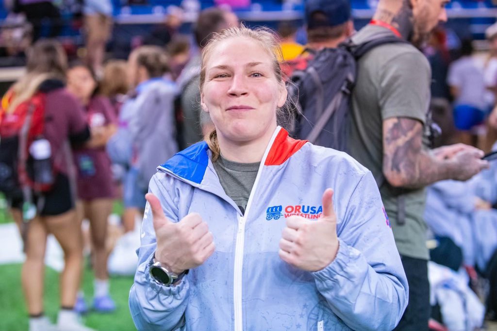 LinfieldWrestle's tweet photo. Linfield coach @Alyssa_Lampe on the #TeamOregon sideline this weekend at the 2023 US Marine Corps National Wrestling Championships.
#MatCats | #Fargo2023 | #WomensWrestling https://t.co/OAbjCJZgs5