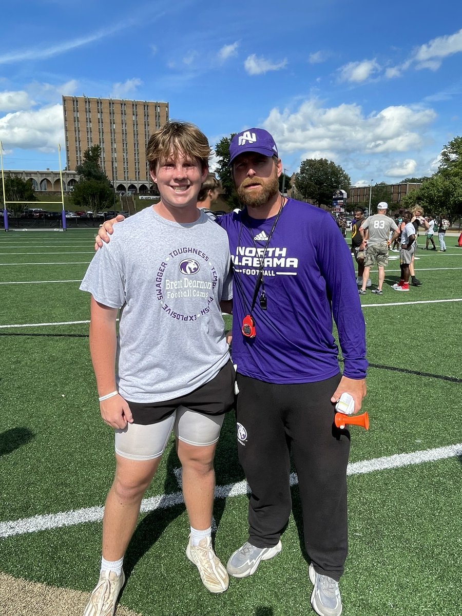 Ethanjhop10's tweet photo. Thanks @UNAFootball @BrentDearmon @KevinNJWewers for a great camp today!  Learned a lot and met some great coaches and players. @CoachE_21 @CoachMcgehee @JCJetsFootball @JCFB_Recruiting https://t.co/fImB2KIXlf