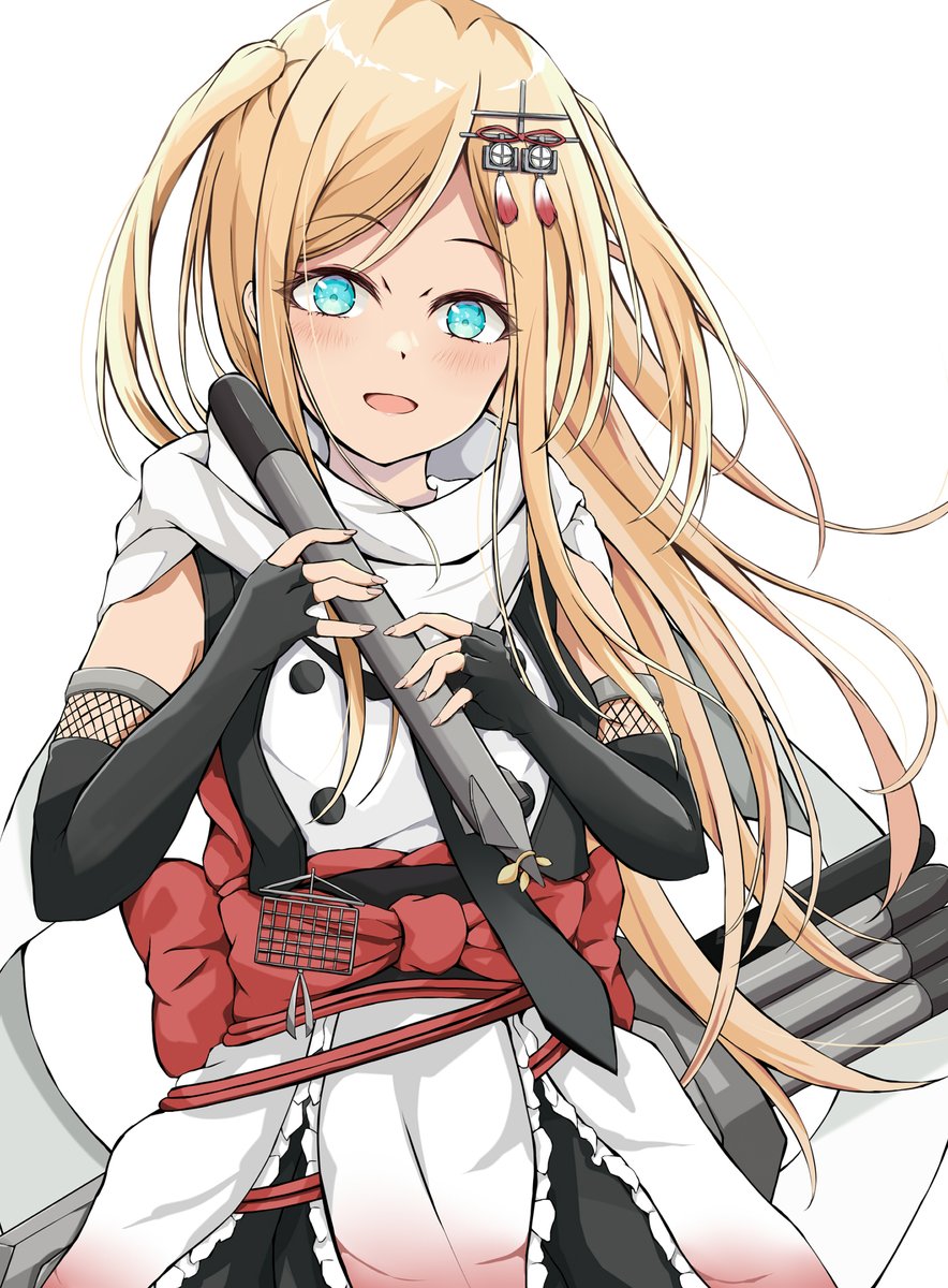 sendai (kancolle) ,sendai kai ni (kancolle) 1girl torpedo solo white scarf scarf blonde hair gloves  illustration images