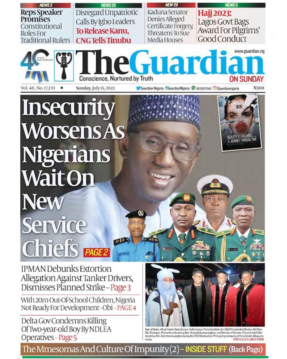 The Guardian Nigeria on X: Today in The Guardian – Acute outage imminent as TCN, DisCos face-off deepens. Get a copy. #FrontPage #Headline #Business #Politics #Sports #Pilgrims #Nigerians #Entertainment #News #Nigeria #Africa #
