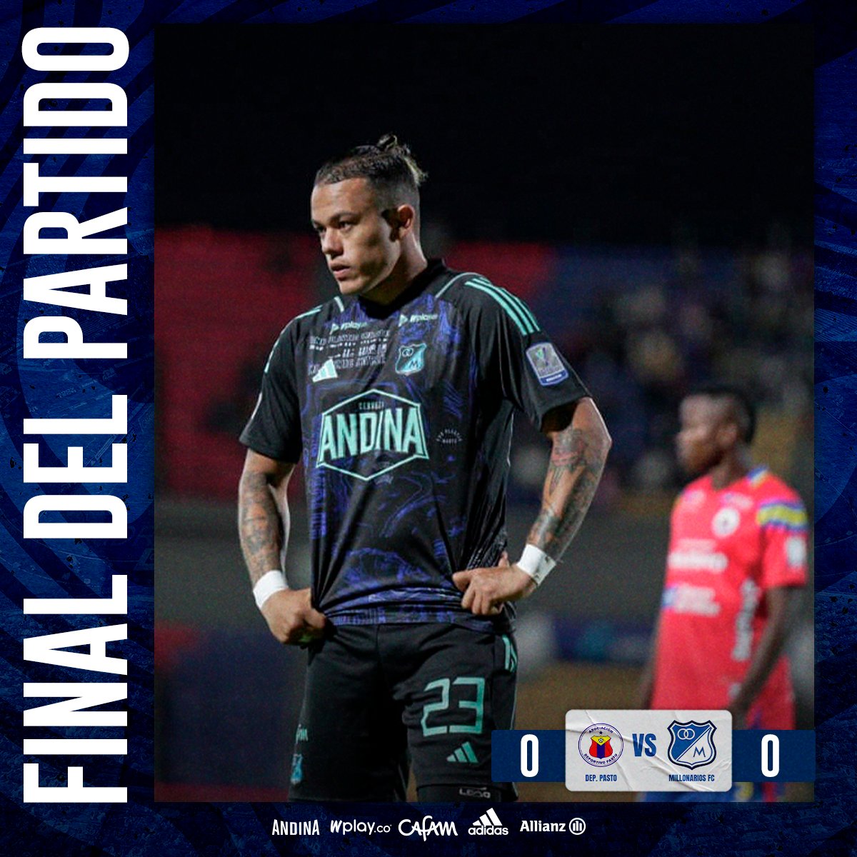 MillosFCoficial's tweet photo. ⏱ 90' ¡Termina el partido en Pasto! Nos traemos un punto en nuestro debut.

🔵🔴 PAS 0⃣ - 0⃣ MFC 🔵⚪
#UnSoloCorazón💙 https://t.co/dAd2Gbn9S4