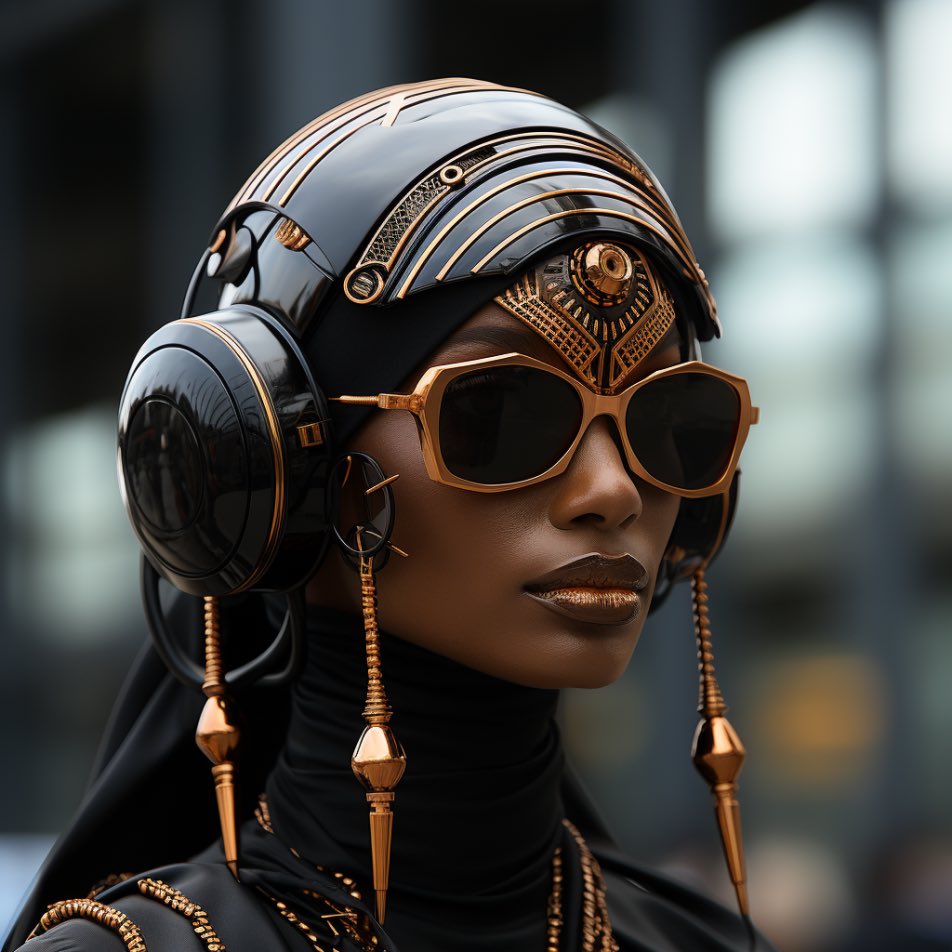 MrSaxon004's tweet image. #Afrocyberpunk AI Art by TherealHakimSaxon #midjourney52 #Afrofuturism