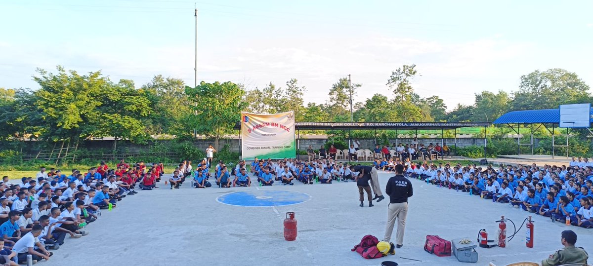 nccner's tweet photo. Exciting times at #CATC 5 Camp kicked off with an inspiring opening address by CO, motivating future leaders of #5ASSAMBnNCC.An incredible lecture &amp; mind-blowing demonstration by Fire Services🔥🚒, ignited our cdts' passion for service &amp; bravery! #Leadership #NCC #Teamfifer https://t.co/WayAA0CtV3