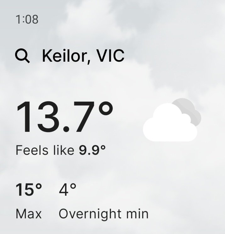 It's the middle of winter and, while the Bureau of Meteorology say it's only 13 degrees, I have been enjoying the sunshine without a jumper and not feeling at all cold.