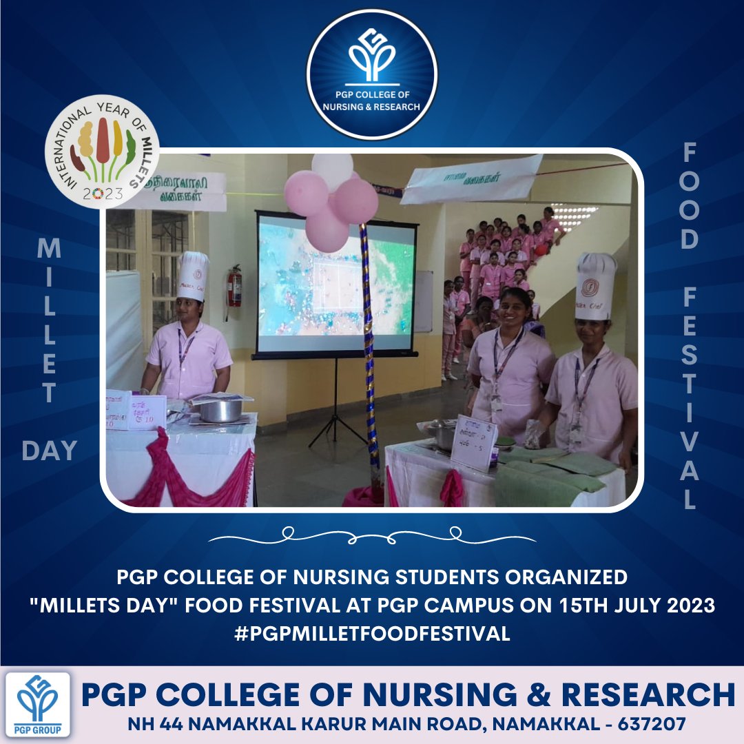 pgpnursing's tweet photo. Indulging in a flavorful feast at PGP College of Nursing and Research's Millet Day Food Festival!

Our event celebrated the goodness of millets with a variety of delectable dishes and culinary delights.

#MilletDayFestival #PGPCollege #FoodieHeaven https://t.co/A2ECQm9cS6