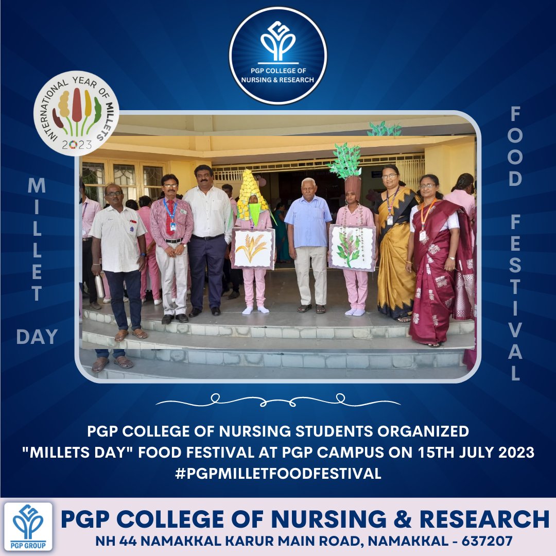pgpnursing's tweet photo. Indulging in a flavorful feast at PGP College of Nursing and Research's Millet Day Food Festival!

Our event celebrated the goodness of millets with a variety of delectable dishes and culinary delights.

#MilletDayFestival #PGPCollege #FoodieHeaven https://t.co/A2ECQm9cS6