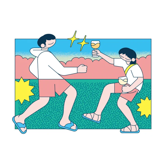友人の結婚式のメッセージカードを描きました!  ふたりとも末永くお幸せに!