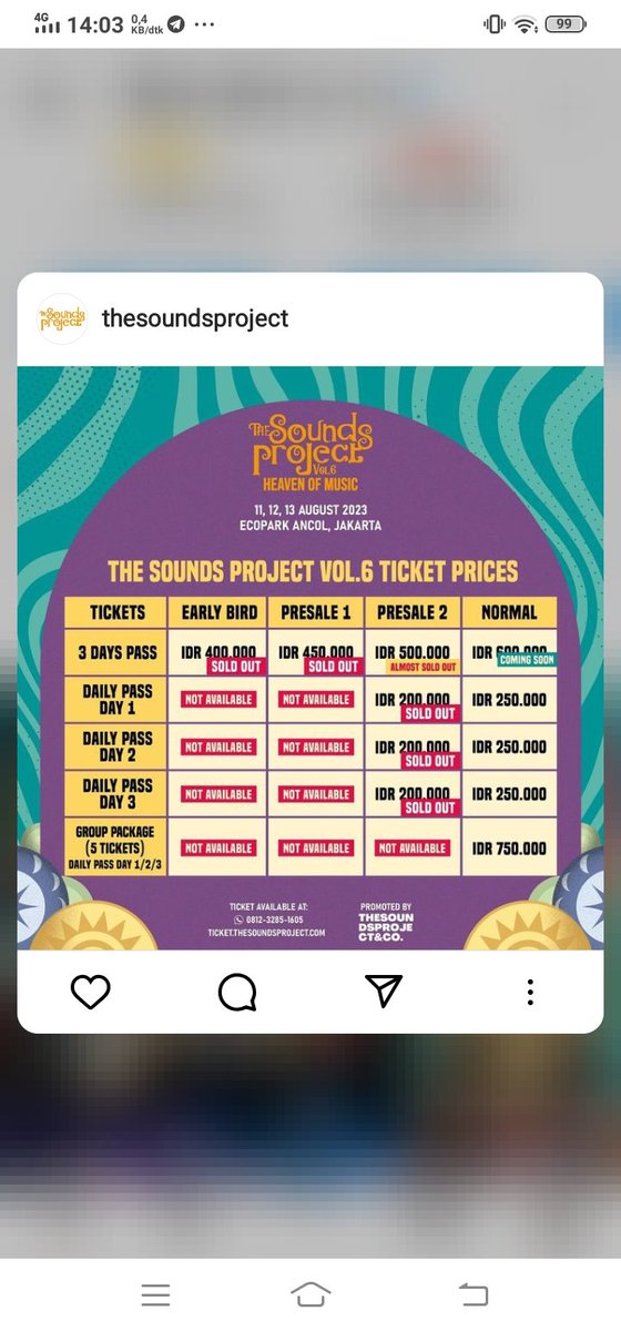 gaijinoijin's tweet image. WTS tiket Sounds Project only for 470k, cuma ready 7 tiket. Grab it fast guys

#SalmaSalsabil #TheSoundProject #WTS
