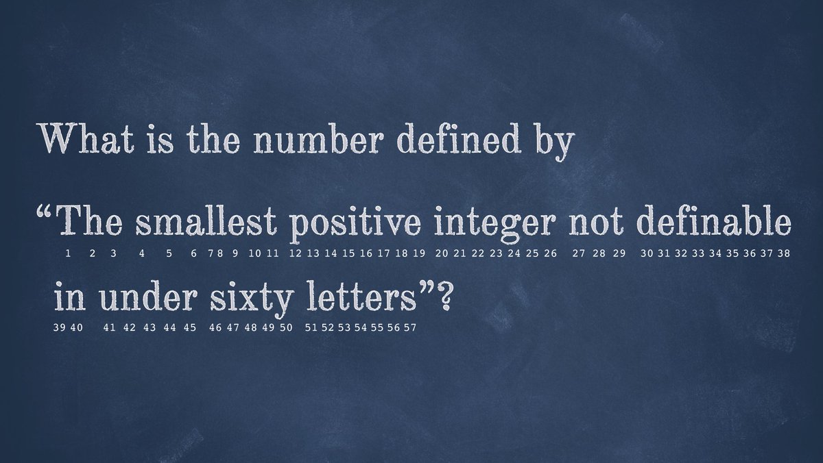 There are only at most 26^60 integers that can be defined in under sixty letters.  Therefore there must exist "the smallest positive integer not definable in under sixty letters" (which is a phrase with 57 letters).