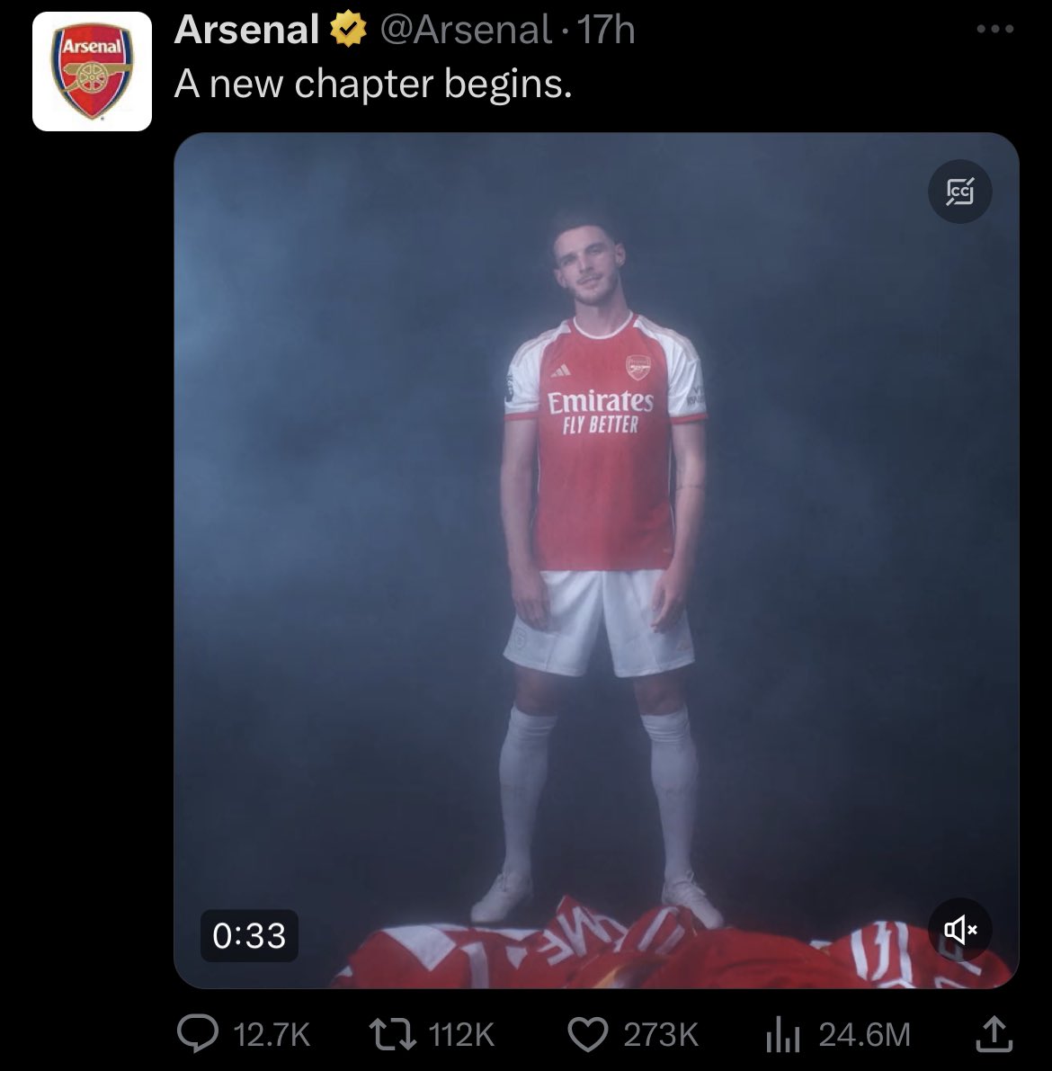 Gunnersc0m's tweet photo. The Arsenal signing Declan Rice tweet has more engagements than Man City winning the treble tweet 😂😂😂 https://t.co/WnqwgHAfJI