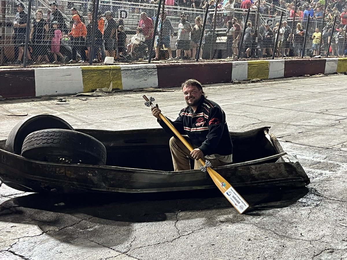 Congrats to our winners on Windsor Auto Sales Night! 

Beatin &amp; Bangin Boat Race- Brendan Dale (pictured)
Sportsmen- James Swan
Short Trackers- Kelly Evink 
Roadrunners- Kevin Memoli
Sixers- Mark Seipts 
Legends- Aaron Moyer
Figure 8- Steve Cavin