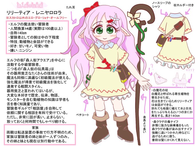 うちのこエルフ魔法使いのリリーティアちゃん。
おしゃべりピンク毛玉エルフ。
スカトロ以外のえっちリョナフリーの何してもいい子。
if世界線でよく食べられているおいしいエルフ。 