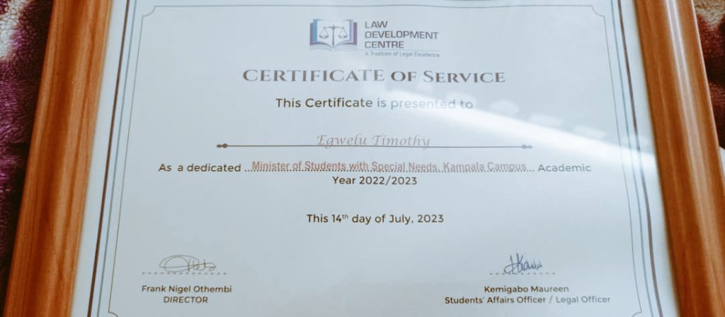 timothyegwelu's tweet photo. As we close this Chapter, thrilled for the recognition of my service at Law Development Centre. Inclusion for every in all aspects of live including learning is paramount. 
Aluta continuá https://t.co/PumUY4dORn